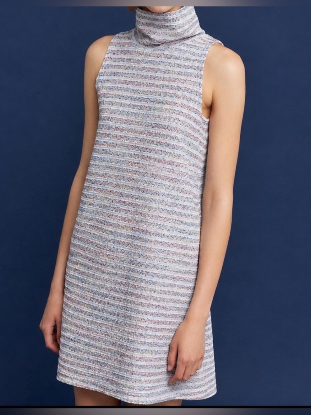 Akemi + Kin by Anthropologie Colorful Striped High Neck Shift Dress - Size S